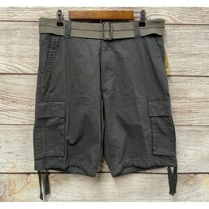 Burnside Shorts Mens Size 32 Charcoal Grey Belted Ripstop Cargo Shorts New‎